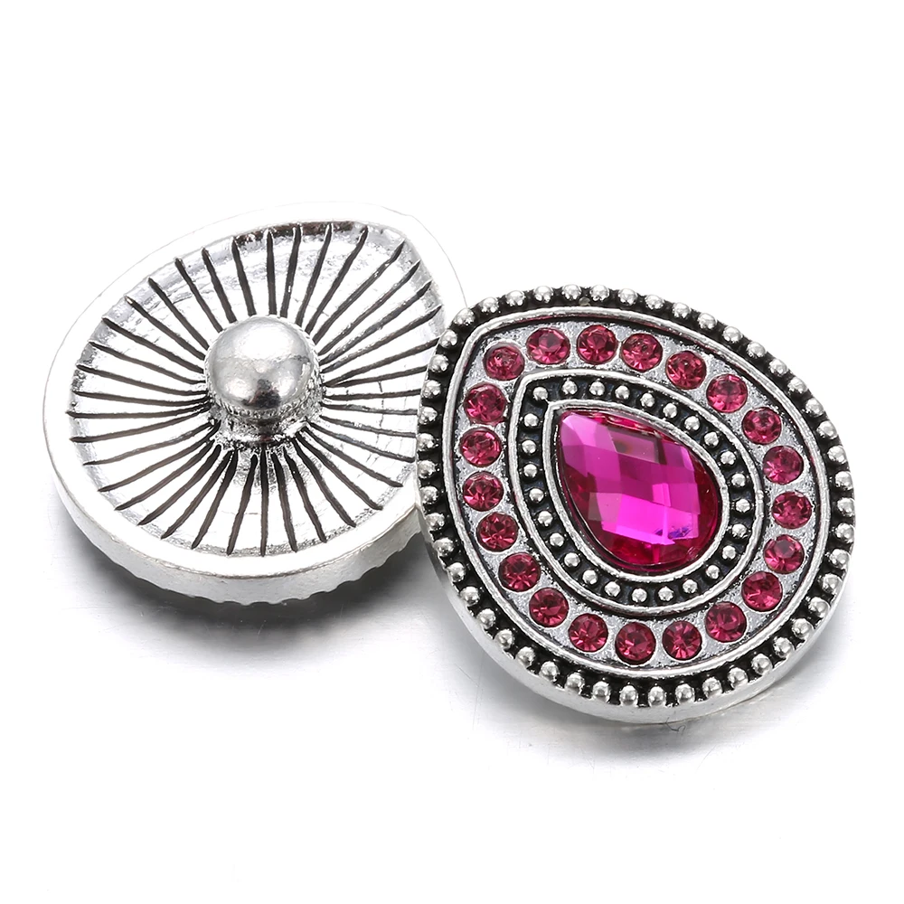 6pcs/lot New Snaps Jewelry Full Crystal Water Drop 18mm Metal Snap Buttons Fit Bracelet Bangles Necklaces DIY | Украшения и