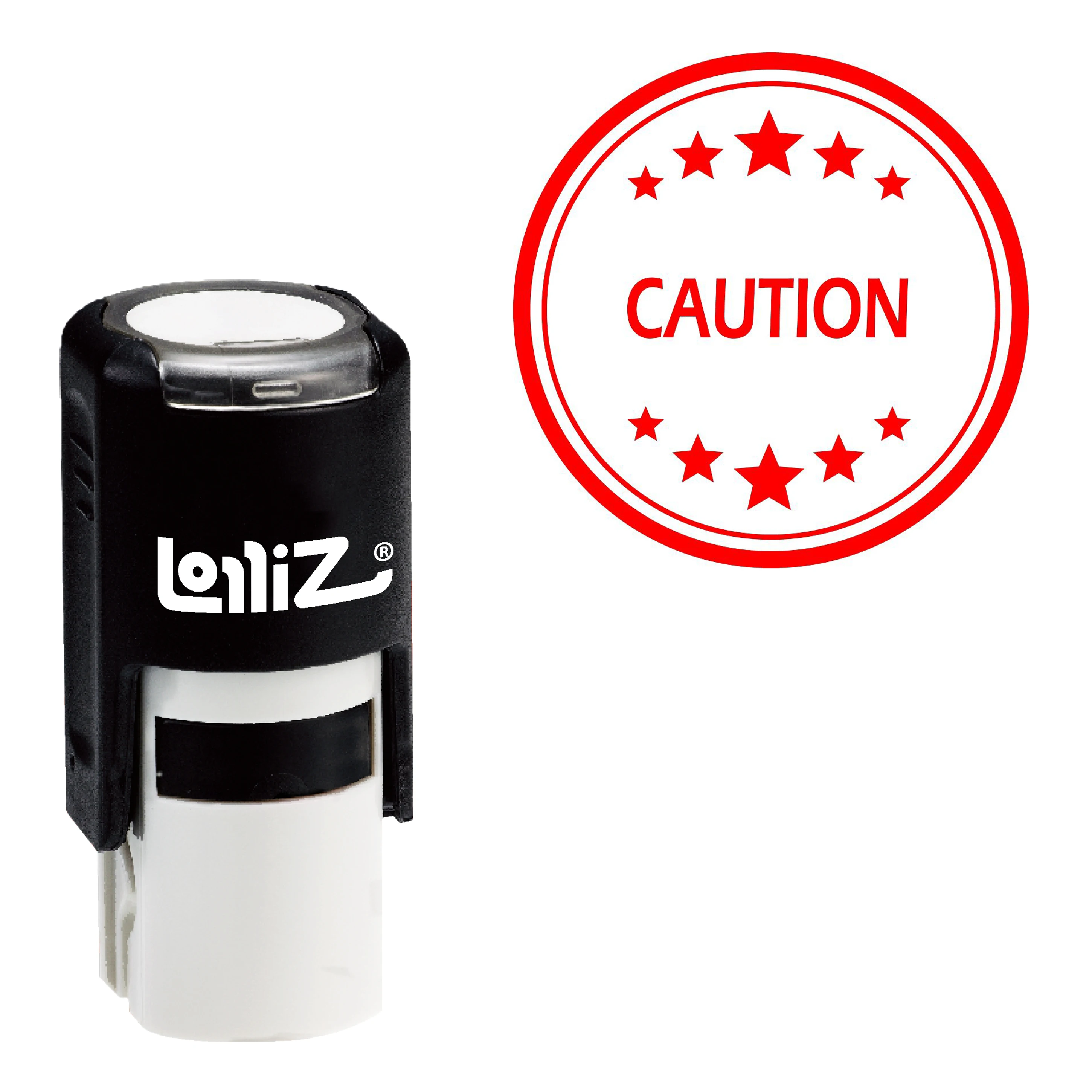 

LolliZ Caution Round Office Stars One Line Self-Inking Stamp