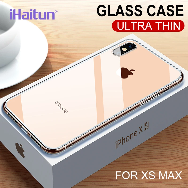 Роскошный стеклянный чехол iHaitun для iPhone 8 7 Plus ультратонкие прозрачные чехлы XS MAX XR