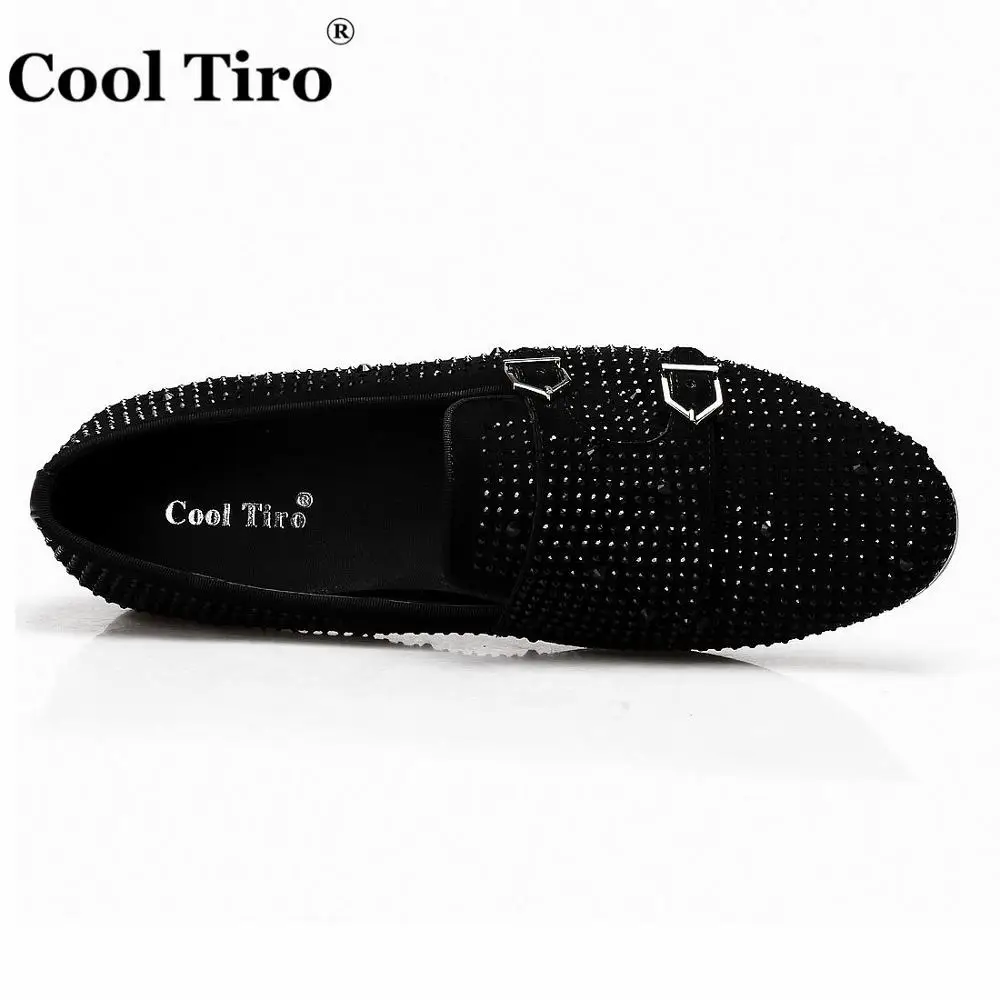 Cool Tiro мужские мокасины с двумя Монами черные стразы туфли на плоской подошве