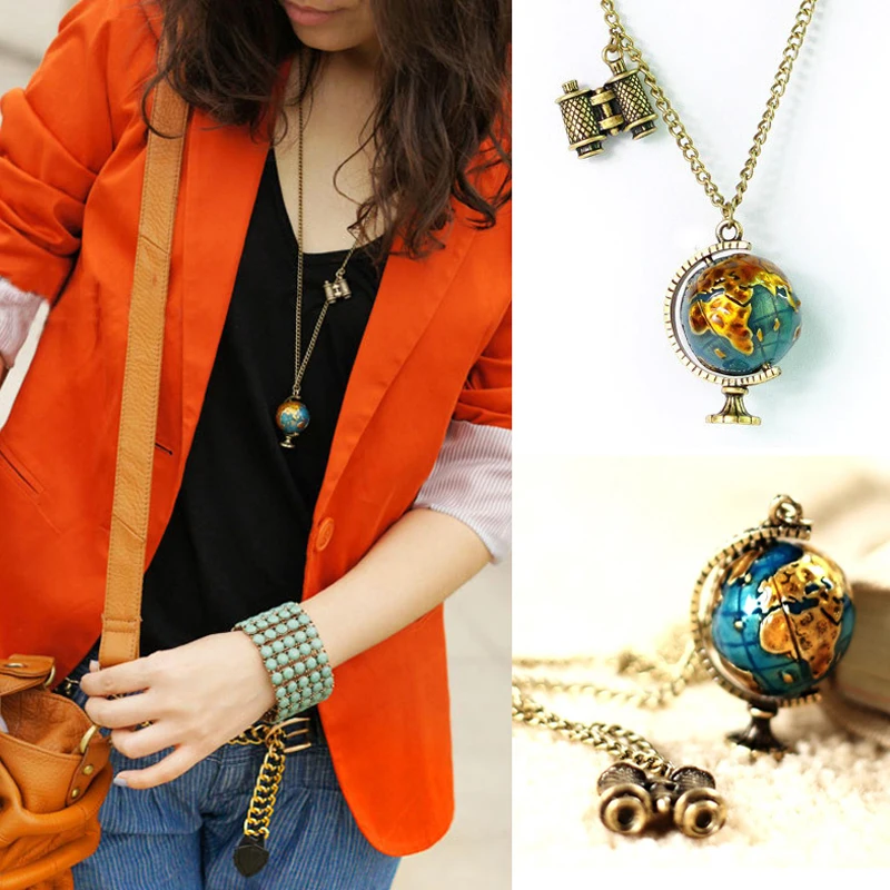 

Fashion Jewelry World Necklace Earth Day Gift World Map Necklace World Map Pendant Globe Earth Map Necklace Women Party Choker