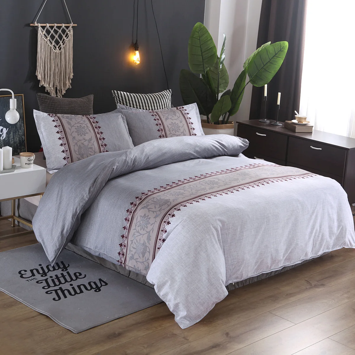 

Bohemia style Duvet Cover plain color pattern retro style 2/3pcs Duvet Cover Sets Soft Polyester Bed Linen Flat Pillowcase20