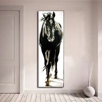 aavv wall art canvas picture animal painting black and white horse for living room home decor no frame