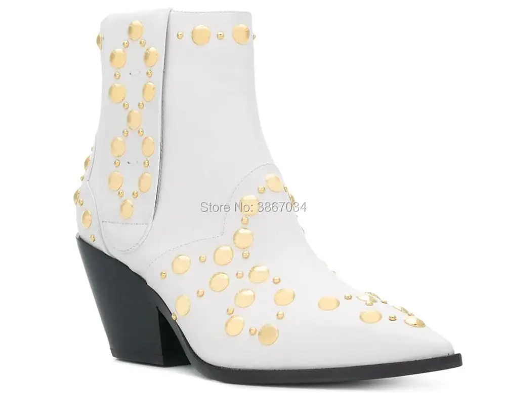 SHOOEGLE/Zapatos Mujer женские ботильоны с золотыми заклепками и обувь в стиле панк острым