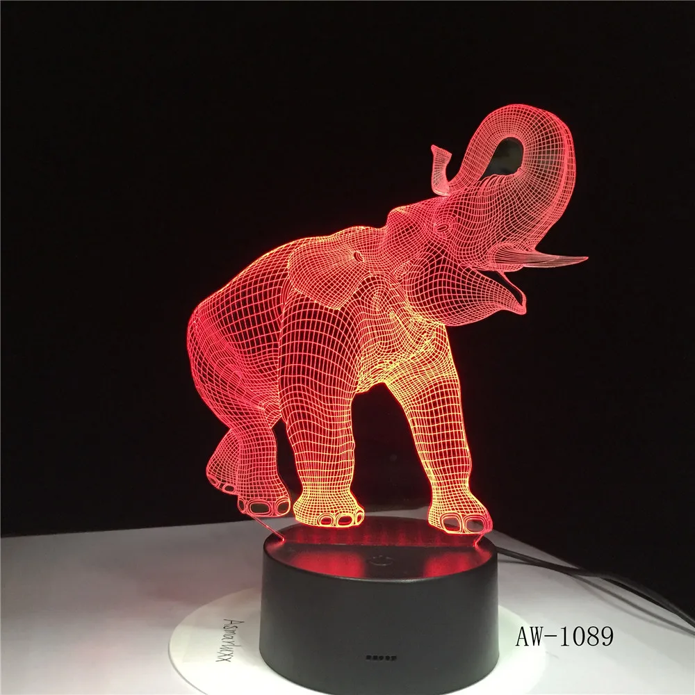 3D светодиодный ночсветильник танцевальный слон с 7-цветным светом для украшения