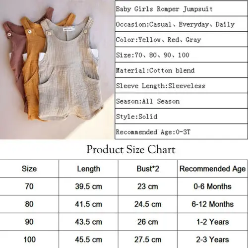 

0-24M Summer Solid Rompers Newborn Infant Baby Girl Boy Outfit Cotton Romper Jumpsuit Bebe Kids Ropa Sleevless Casual Clothes
