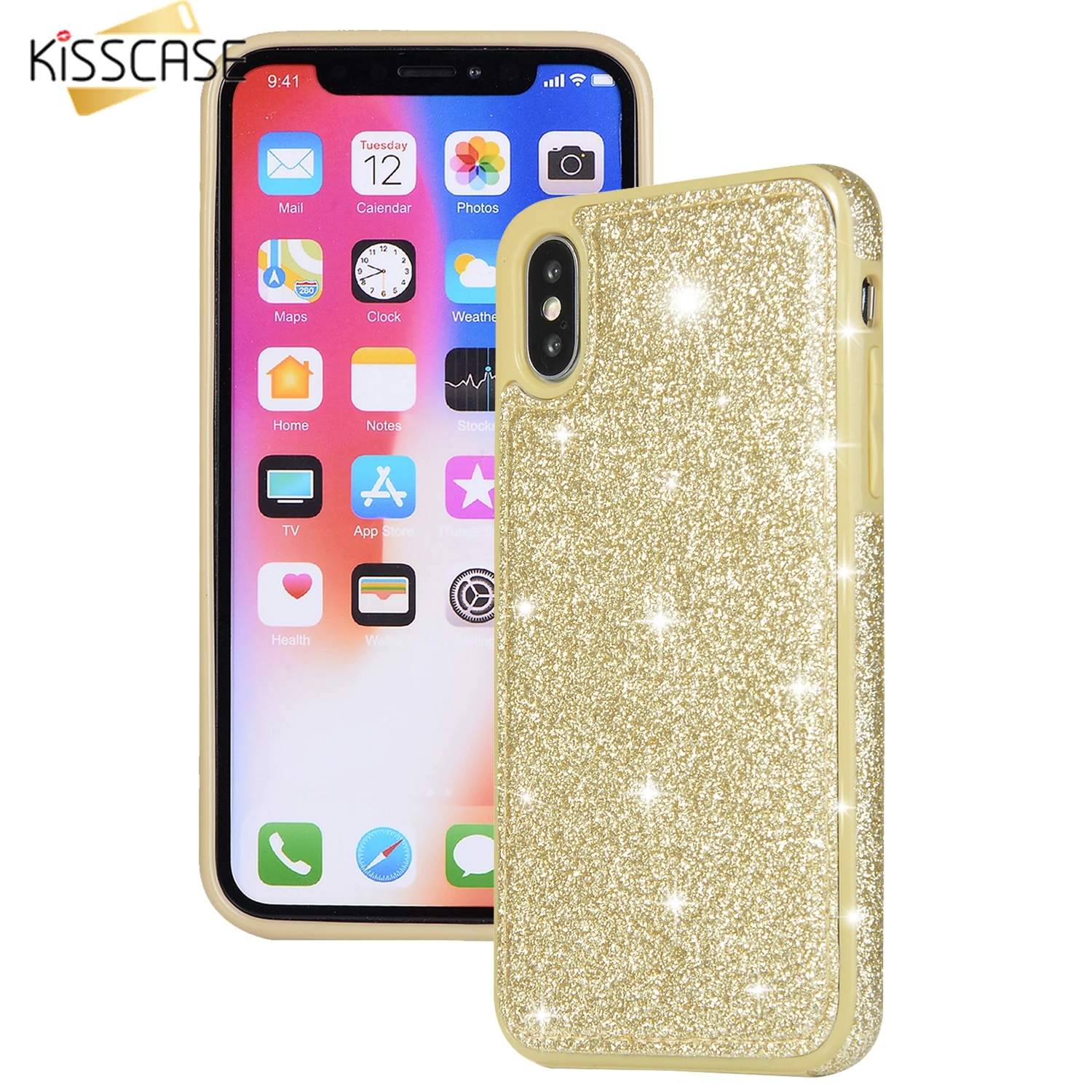 KISSCASE Bling Case For iPhone 7 Plus 8 X Glitter XS Max XR 6S 6 S 5S 5 Se Capinhas Coque Cover |