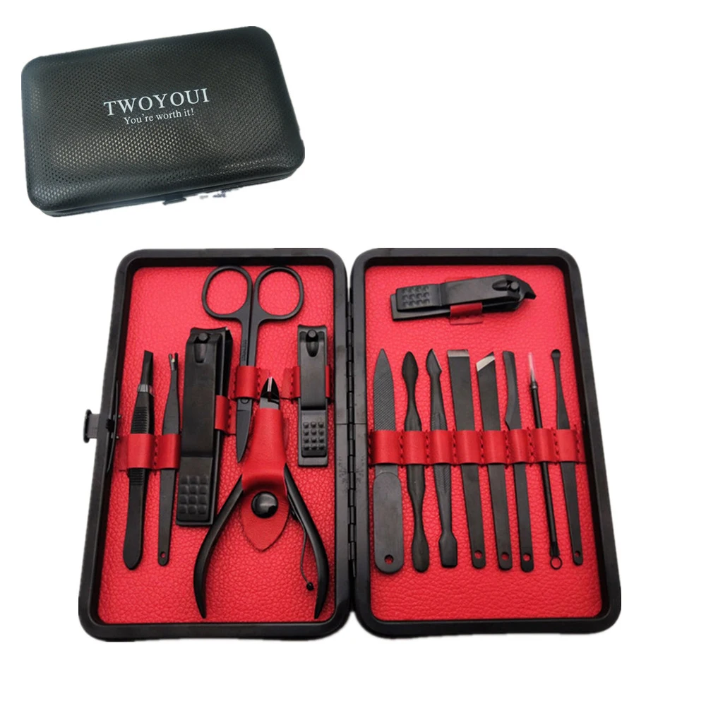 

15Pcs Pro Manicure Set Nail Clipper Kit Pedicure Kit Utility Pedicure Scissors Tweezer Knife Ear Pick Nails Art Tools With Case