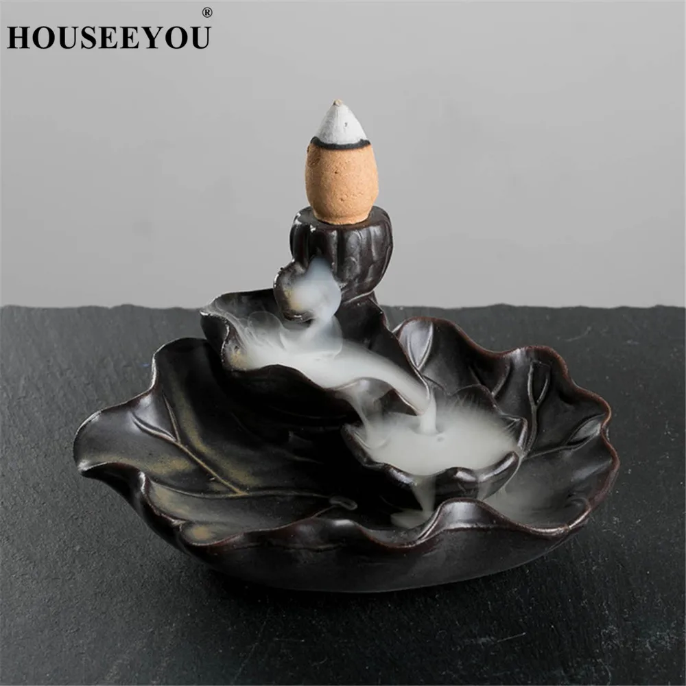 Керамическая горелка для сада и дома в виде листьев лотоса практичная благовоний