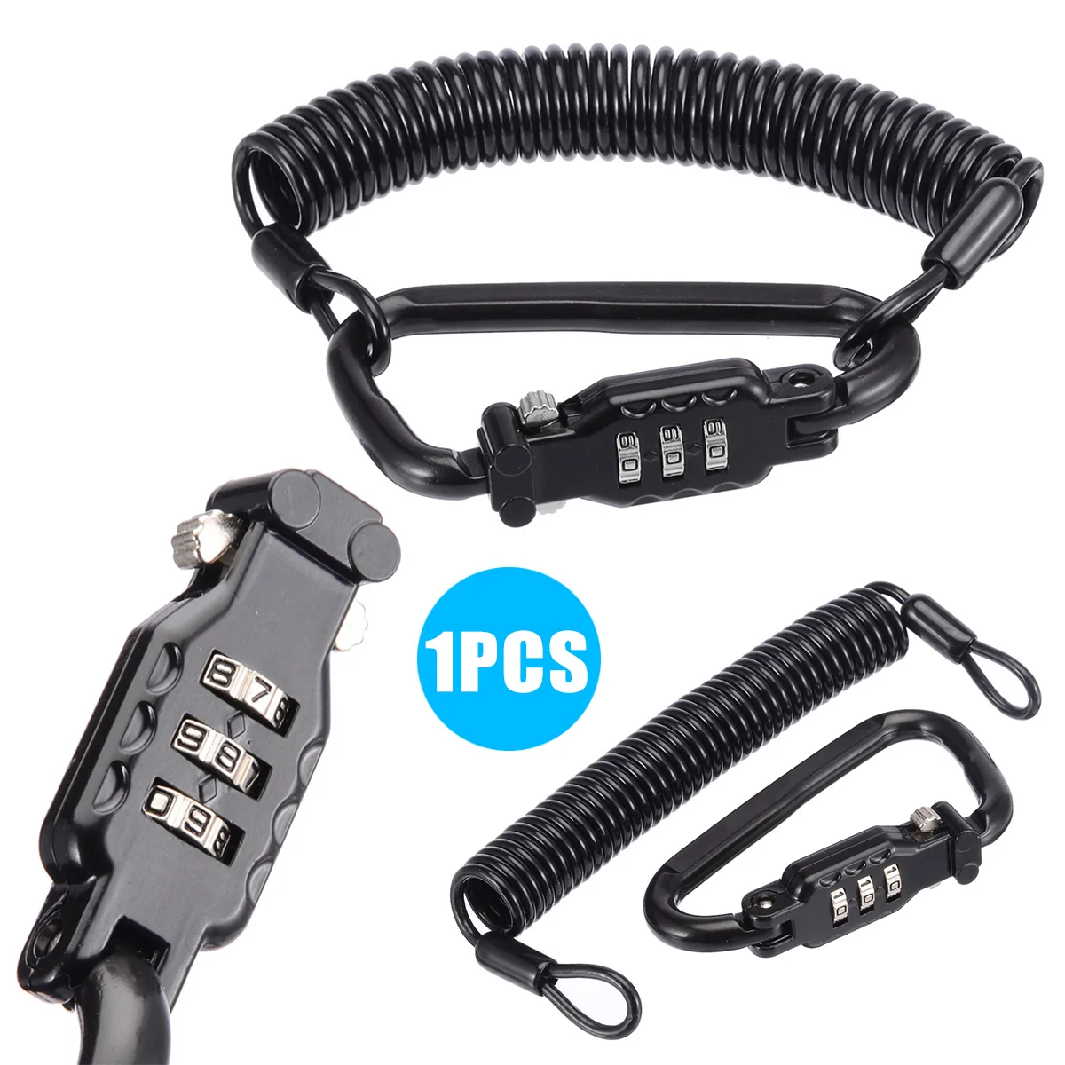 

Mayitr 1pc Universal Motorcycle Helmet Lock Helmet PIN Code 999 Combination Locks With T-Bar Black For Locks & Latches
