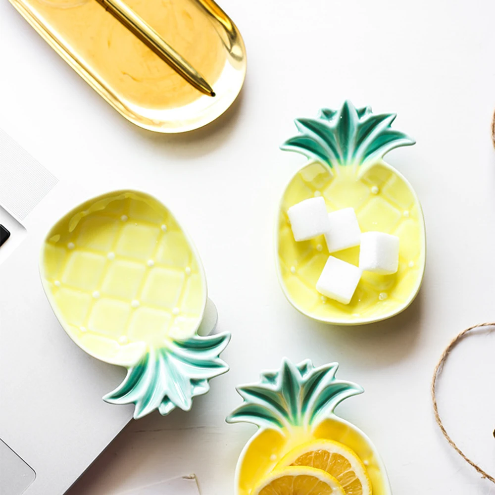 Креативная милая посуда в форме ананаса керамическая соевый соус домашняя