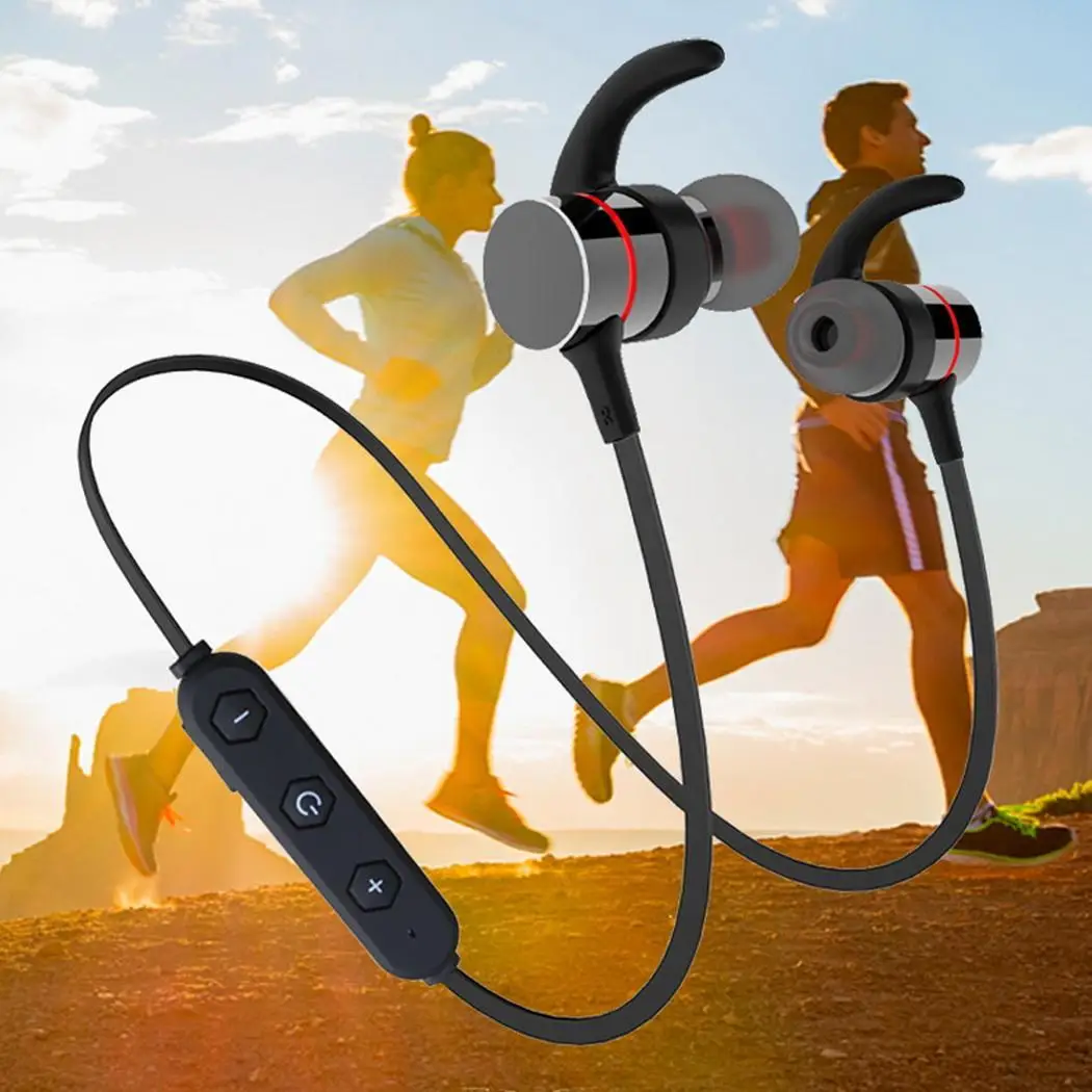 Беспроводные магнитные Bluetooth наушники спортивные стерео басы музыкальные Smart holzer