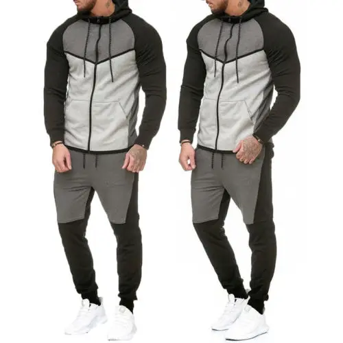 Hirgin мужской спортивный костюм Gymwear толстовка с капюшоном куртка свитер комплект