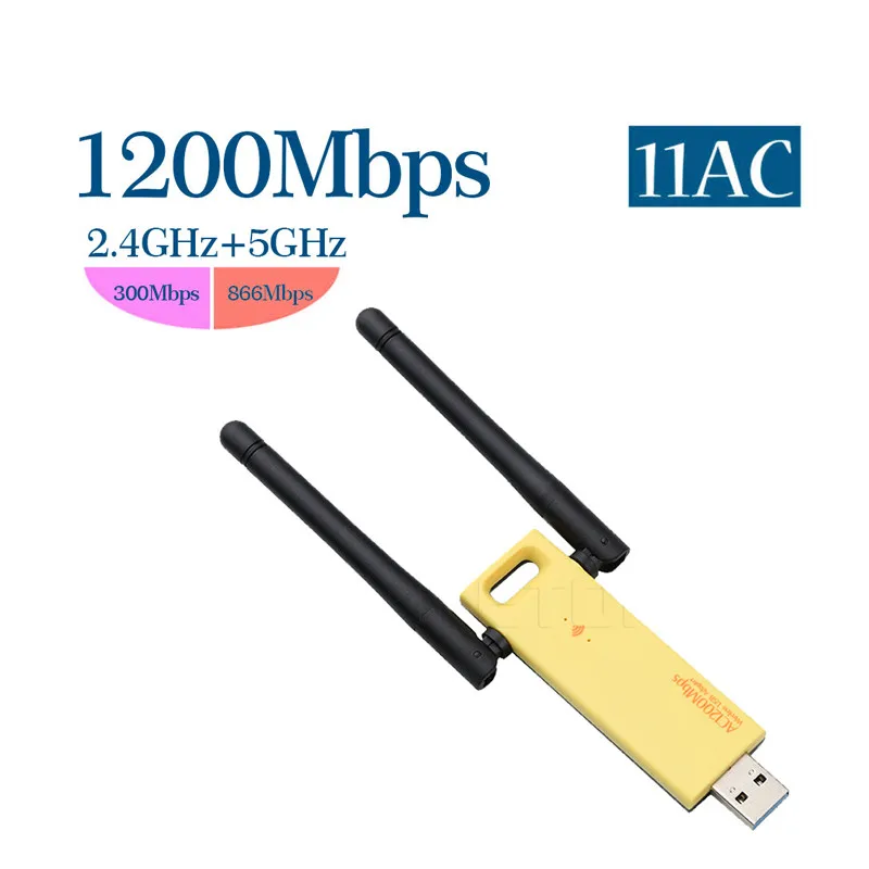 

New Wireless Wifi Adapter 1200mbps Dual Band 5Ghz 2.4Ghz Adapter 802.11ac RTL8812 Chipset Aerial Dongle Mini USB Network Card