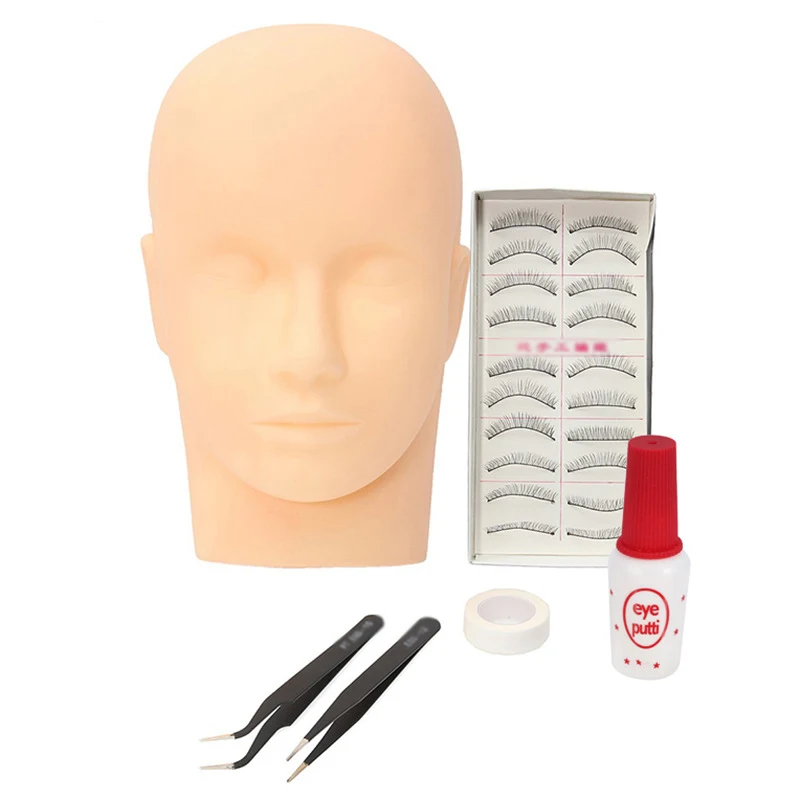 Professional Flat Eye Facial Mannequin Training Head Practice Extensions Tool ake Up Model Eyelash Trainning Kit Set Supply | Красота и