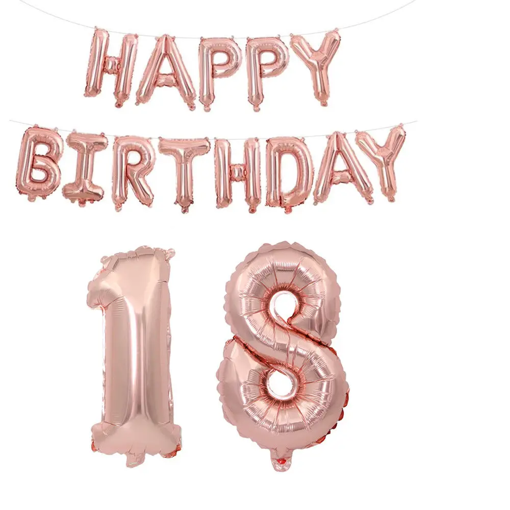 

ZLJQ 18th Party Decorations - Happy Birthday Banner - Mylar Letter Number Balloons Suitable For Birthday & Wedding Anniversary 8