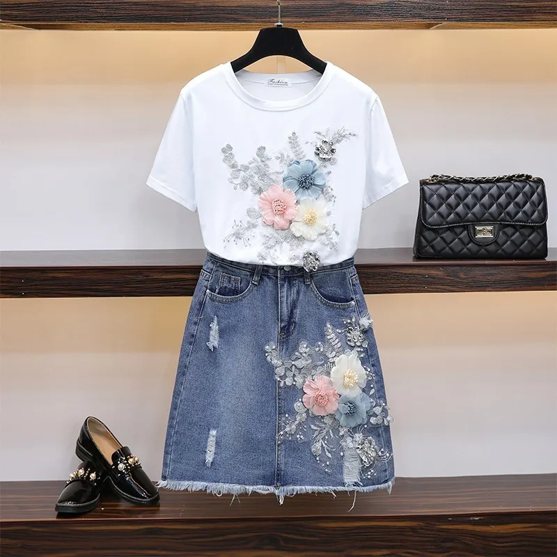 Лето 2019 г. Новый для женщин комплект мода 3d Цветочные аппликации O средства ухода