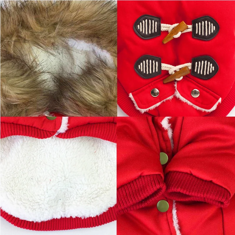 Abrrlo Dog Winter Clothes Horn Buckle Cotton Coat warm Hooded Pet Cat Parkas Small Yorkshire Dachshunds Costume SM L XL XXL |