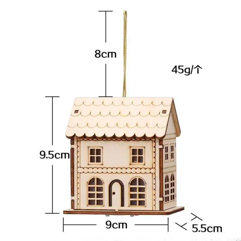 Christmas Tree Pendant Ornaments Wooden Lighted Cabin House for Xmas New Year Decoration | Дом и сад