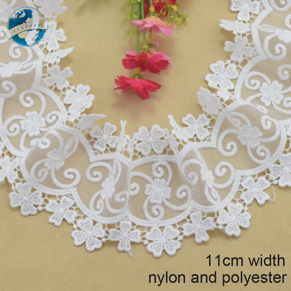 11cm wide white lace polyester embroid sewing ribbon fabric guipure diy trims wedding DIY Garment Accessories#3837 | Дом и сад