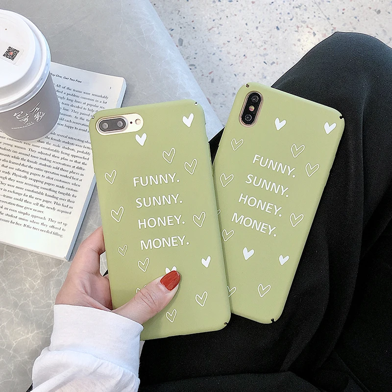 KJOEW Жесткий Чехол для ПК с буквенным принтом iPhone 7 8 Plus XS Max XR X 6 6s чехлы мультяшным