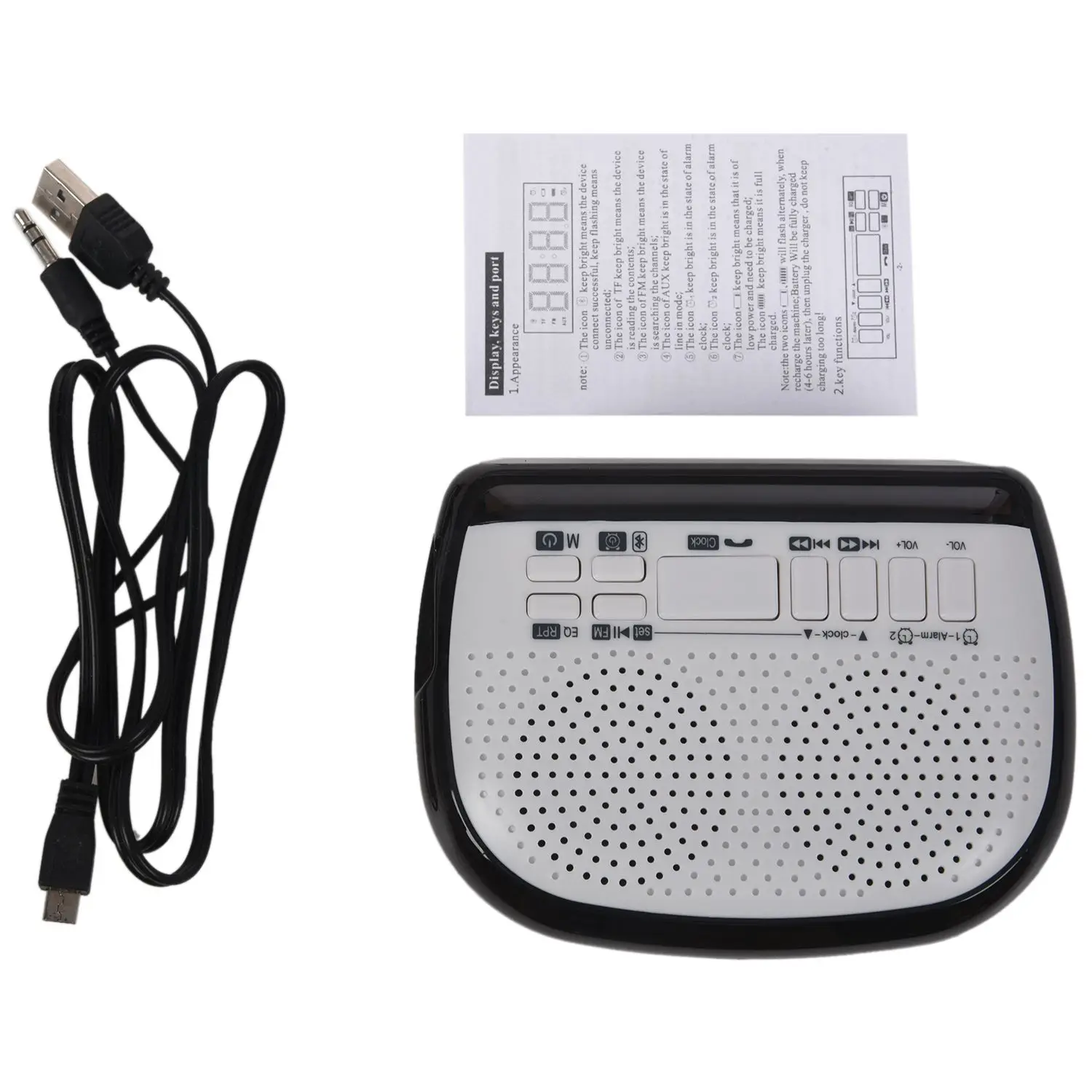 Портативный многофункциональный двойной будильник Bluetooth/беспроводной динамик FM радио Отображение времени