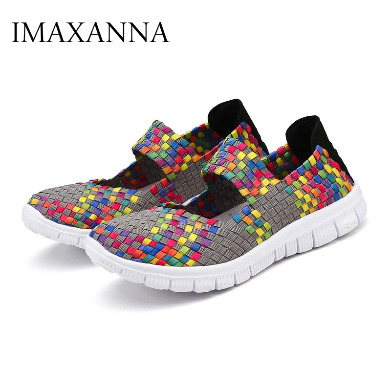 

IMAXANNA 2019 Summer Sandals for Women Flat Shoes Fashion New Comfortable Soft Bottom Woman Shoe Weave Breathable Shoes Women