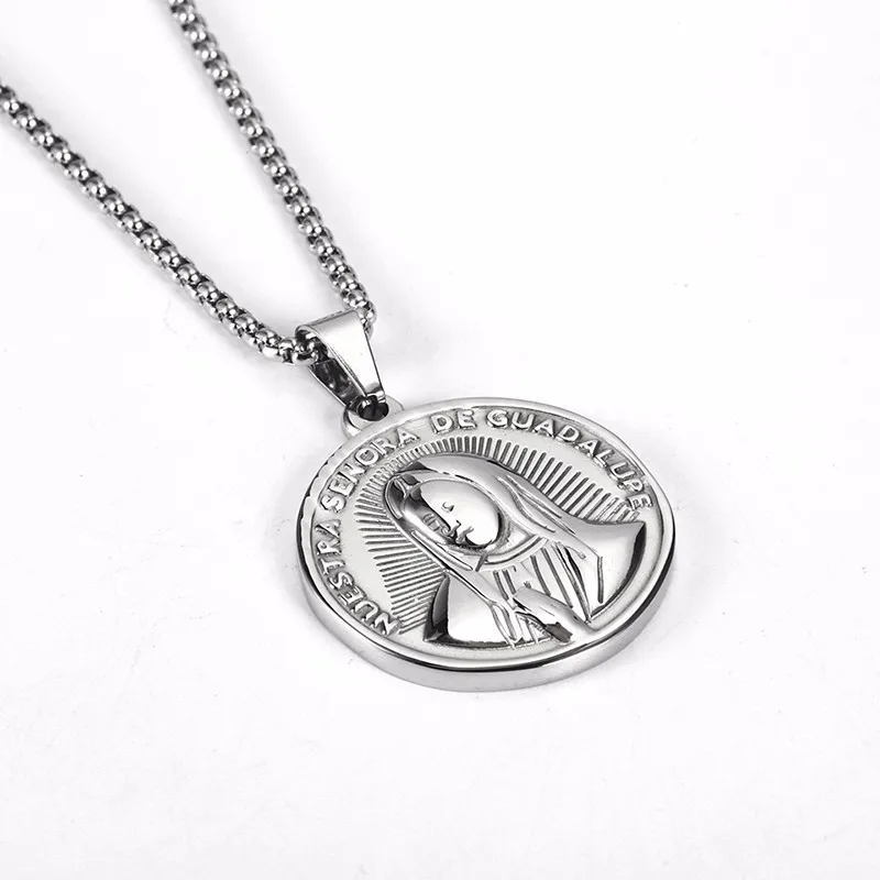 Нержавеющая сталь ретро цвет круглый Девы Марии подвесное ожерелье классическое