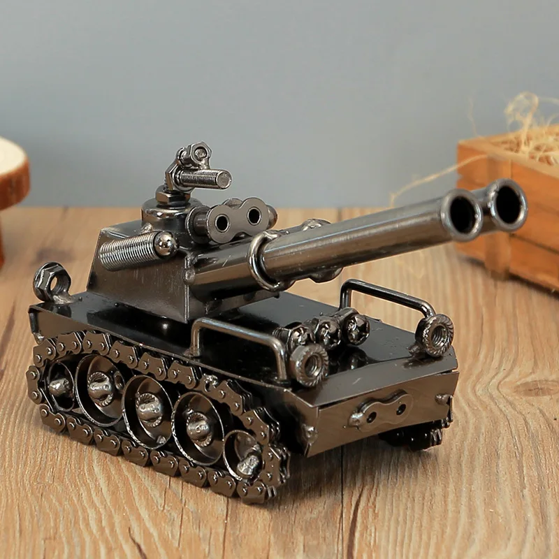 European Retro Zinc Alloy Tank Model Ornaments Children Toy Vintage Home Office Desktop Crafts Gifts | Дом и сад