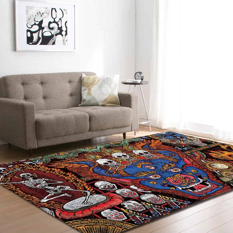 

Custom New Skull printed carpet Coffee table bedroom bedside Antiskid Floor Mat Home Area Rug and Carpets For living room tapete