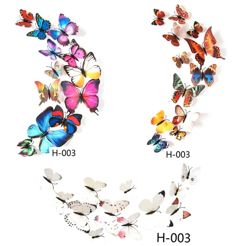 12 шт. ПВХ бабочки настенные стикеры Декорации для дома Свадебные украшения