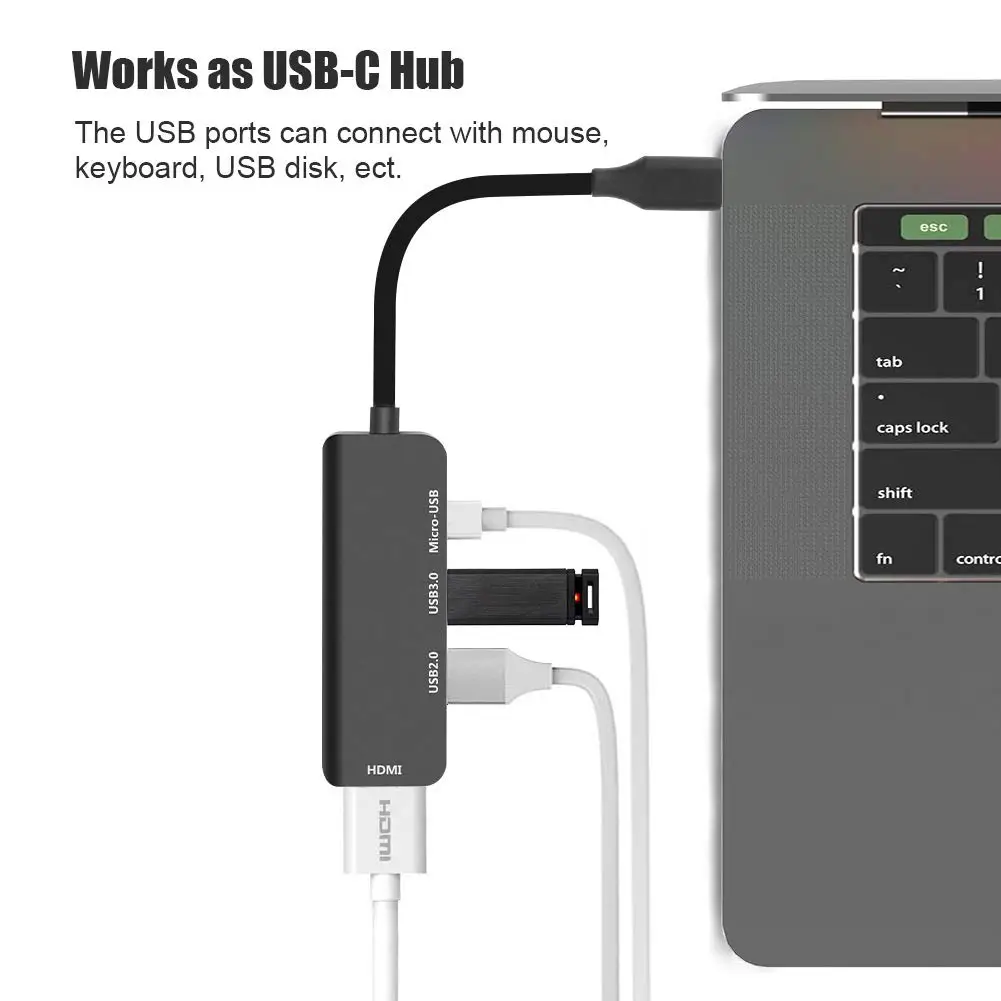 Usb C Hub 4 в 1 многопортовый адаптер Type на 4K Hdmi порт 3 0 и 2 Pd зарядный совместимый с Mackbook