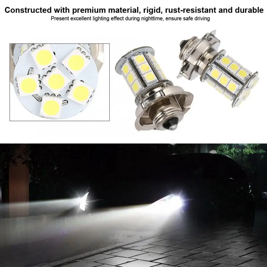 Universal Motorcycle Headlight Bulbs 2 PCS 12V P26 S24 SMD LED Car 6000k Aluminum| |