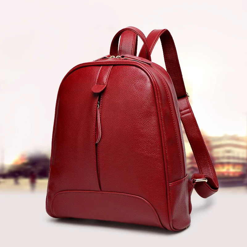 Fashion Women Backpack Zipper Bag For Girl Summer Style Female Designer Backpack(Red) |