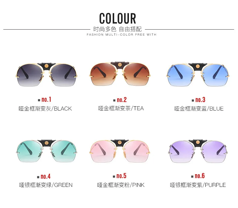 

Brand Design Semi-Rimless Sunglasses Women Brand Designer Gradient Sun Glasses for Women Metal Half Vintage Men Sunglass Gafas