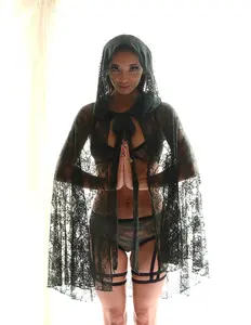 Плащ с капюшономнакидка-прозрачное белье-халат-кимоно-прозрачное белье-кимоно-халат-кружевная одежда-накидка