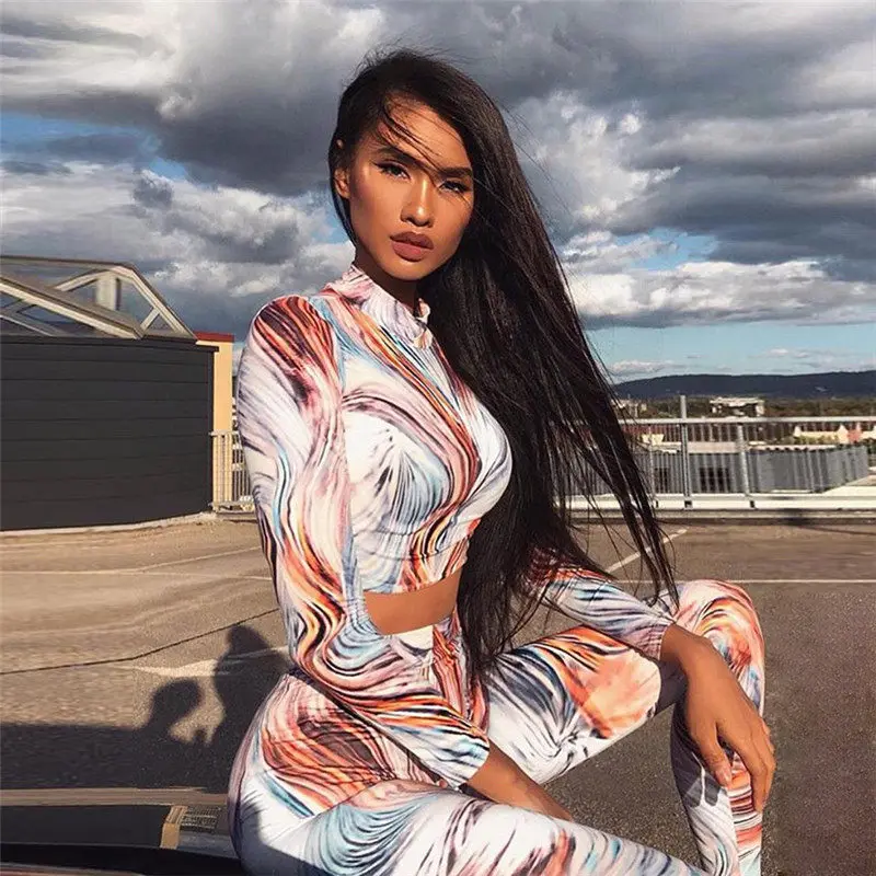 2019 женский набор для йоги одежда с принтом бесшовные леггинсы + обрезанные