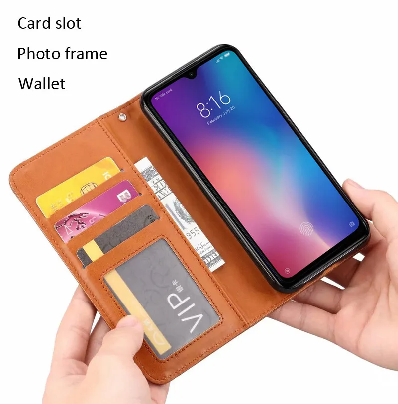 Кожаный чехол-книжка с отделением для карт Xiaomi Mi9 Business Coque Capinha Mi 9 SE Explorer