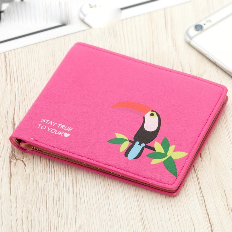 Женский короткий кошелек с принтом Love Bird маленький рисунком из мультфильма |