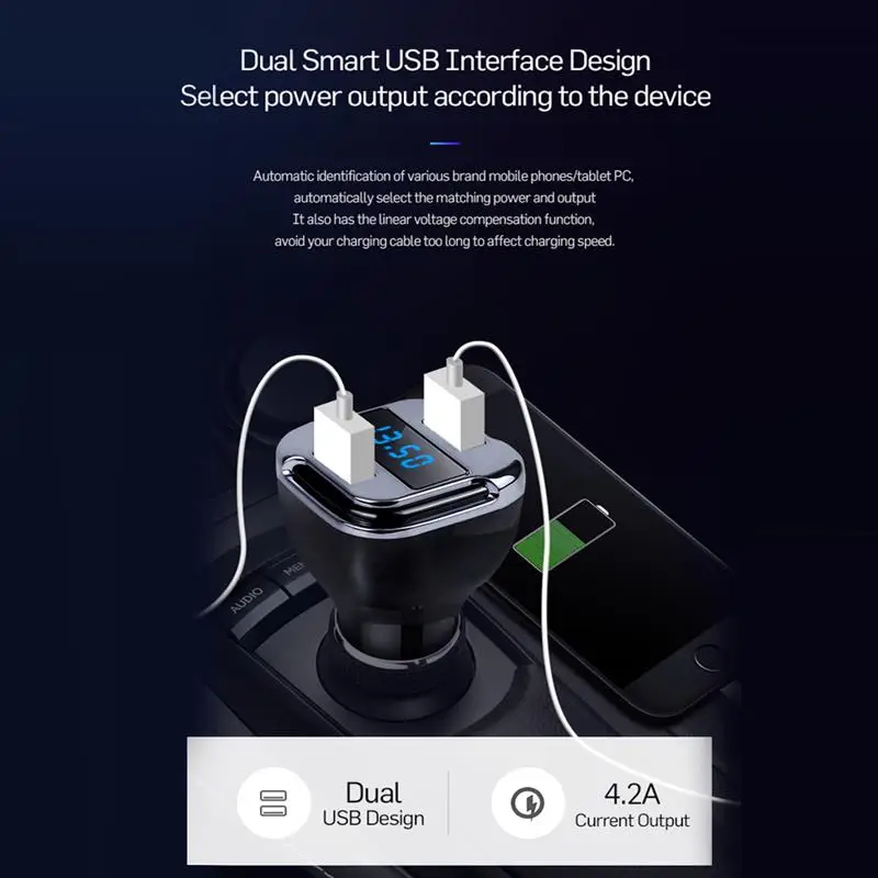 Автомобильное зарядное устройство с двумя USB-портами мини GPS мобильное