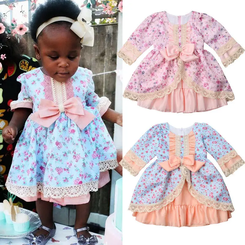 Платье для девочек Pudcoco детское кружевное платье с бантом маленьких свадебные