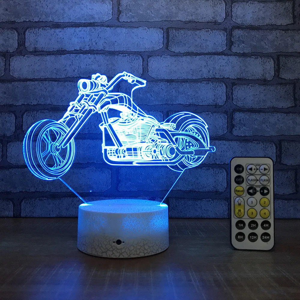 Мотоцикл светодиодный ночник креативное акриловое видение 3d лампа прекрасный