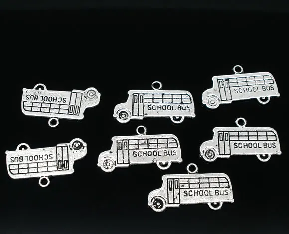 Lovely 50 Silver Color School Bus Charms Pendants 23x13mm (B06750) | Украшения и аксессуары