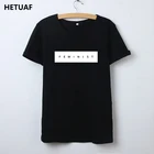 Женская футболка HETUAF, феминистская Футболка с принтом, черно-белая, хипстерская, 2018