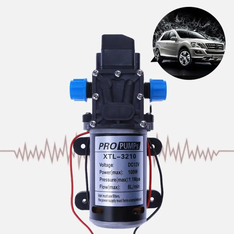 Высокая Давление водяной насос 12V ультра-портативный микро электрический мембранный насос 3210YB AC/DC 12V 100W 8L/мин большой поток самовсасывающий насос
