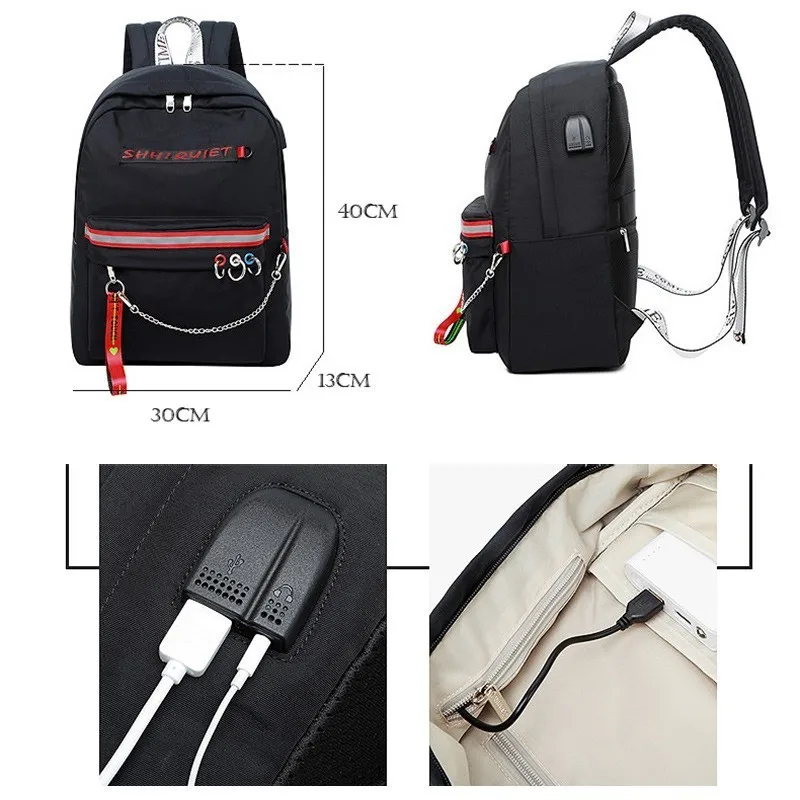 Женский рюкзак с USB зарядкой LIKETHIS повседневный для ноутбука школьный подростков