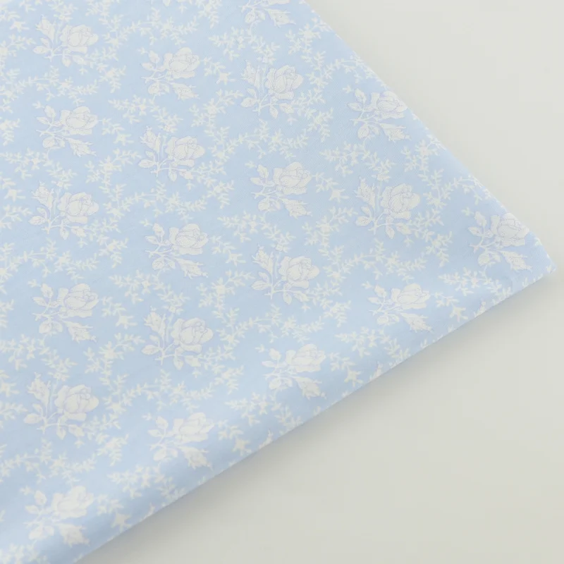 New Blue Printed Floral Designs Quilting Patchwork Bedding Cotton Fabric Twill Fabrics Home Textile Scrapbooking Decoration CM|textile