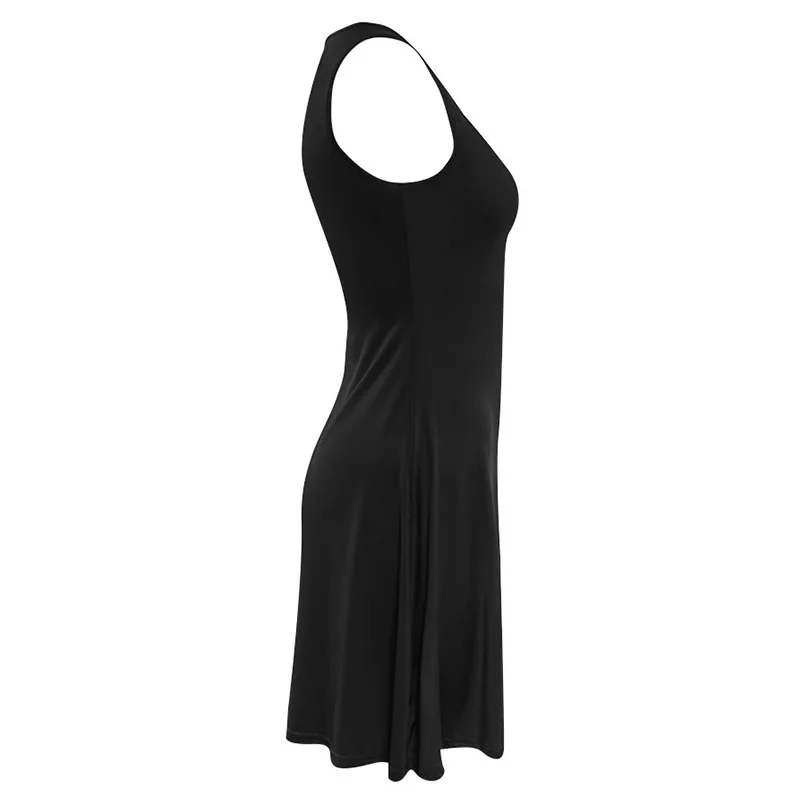 Платье женское без рукавов с u вырезом до колена однотонное белое зеленое черное