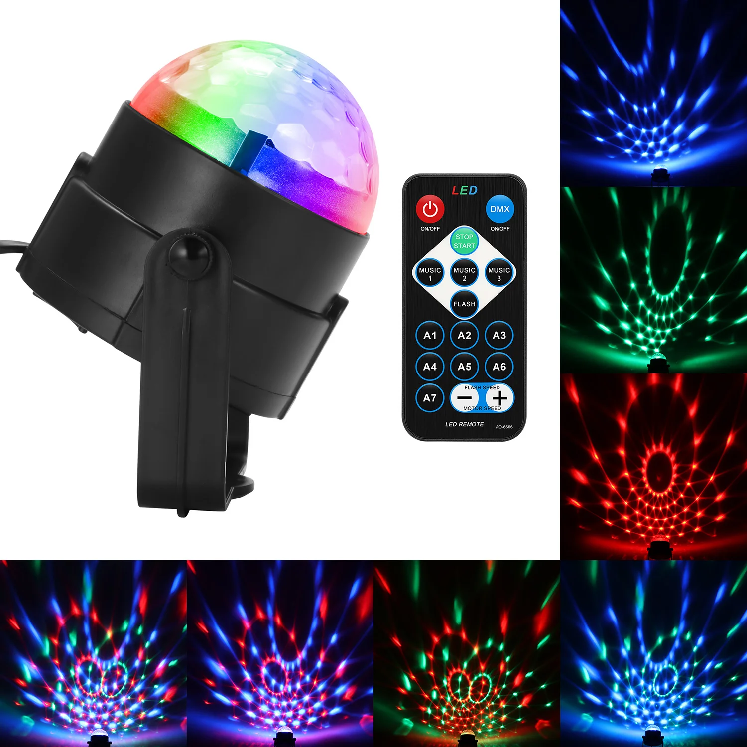 Party Light Disco Ball Rotating Sound Activated Strobe Stage Lamp For Birthday DJ Kids Xmas Lumiere Soundlights LED Lights | Лампы и