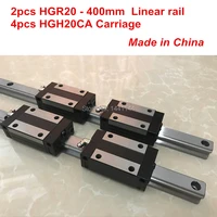 hgr20 linear guide 2pcs hgr20 400mm 4pcs hgh20ca linear block carriage cnc parts